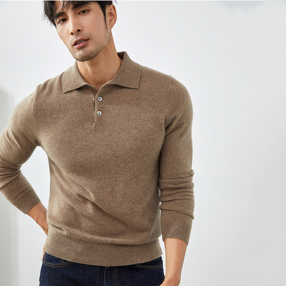 Men's Luxury 100% Cashmere Polo Sweater