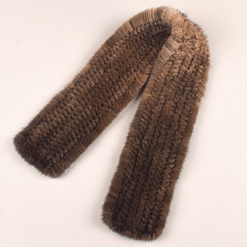 Real Mink Fur Knitted Scarf for Women Luxury Winter Neck Wrap