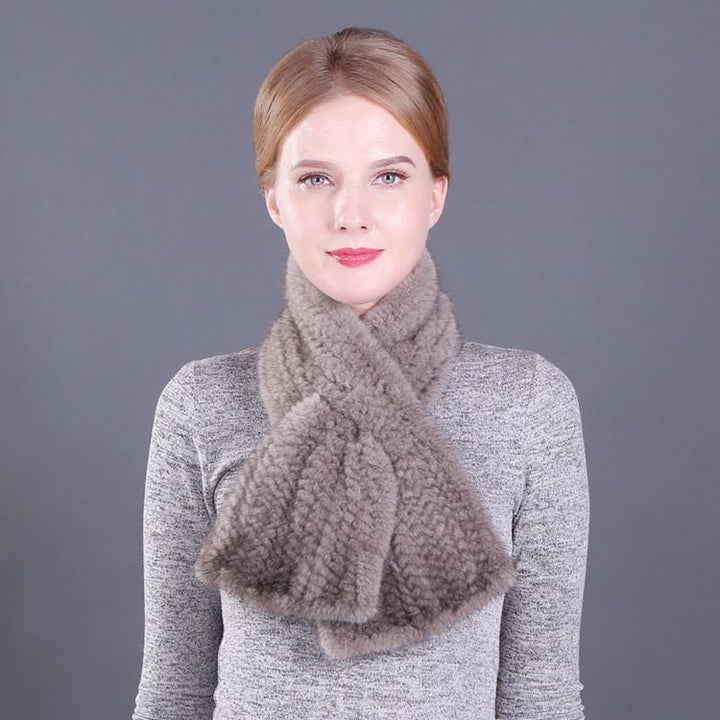 Elegant Real Mink Fur Knitted Scarf Luxury Winter Scarf for Cold Weather