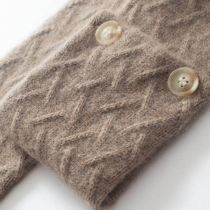 Cozy Pure Cashmere Chunky Knit Buttoned Scarf