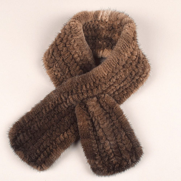 Real Mink Fur Knitted Scarf for Women Luxury Winter Neck Wrap