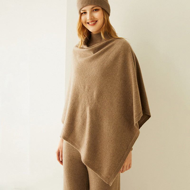 Luxurious Asymmetrical Cashmere Poncho Soft Cozy Layering Wrap