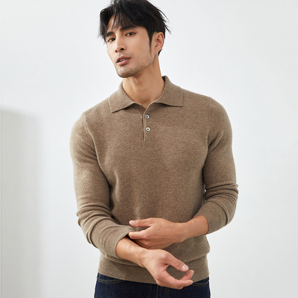 Men's Luxury 100% Cashmere Polo Sweater