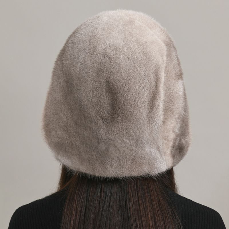 Luxury Real Mink Fur Bucket Hat Soft Warm Elegant Winter Hat for Women