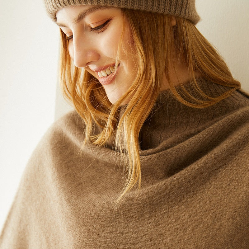 Luxurious Asymmetrical Cashmere Poncho Soft Cozy Layering Wrap