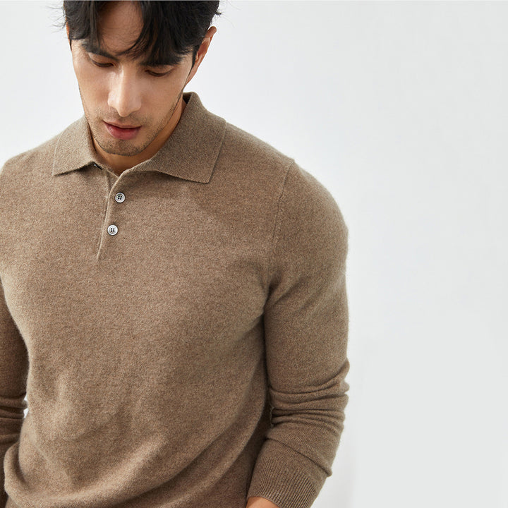 Men's Luxury 100% Cashmere Polo Sweater