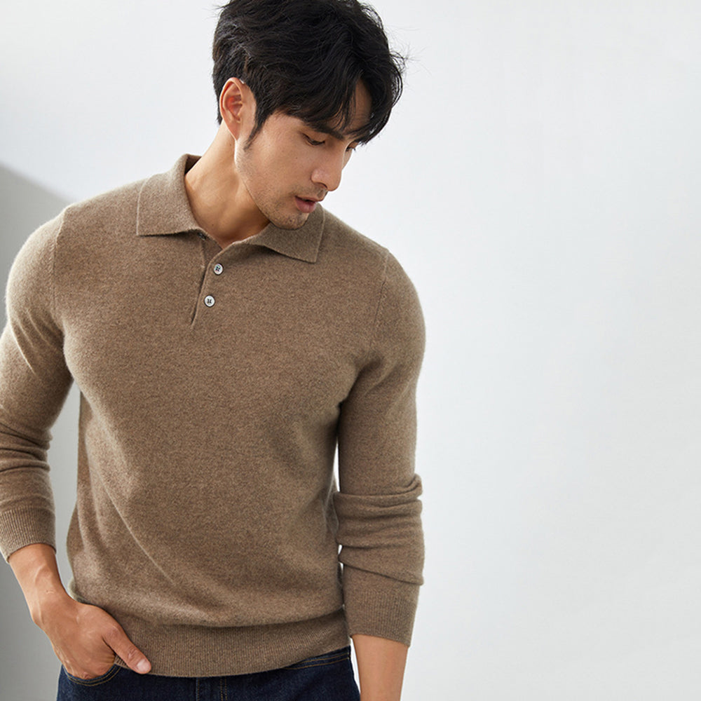 Men's Luxury 100% Cashmere Polo Sweater