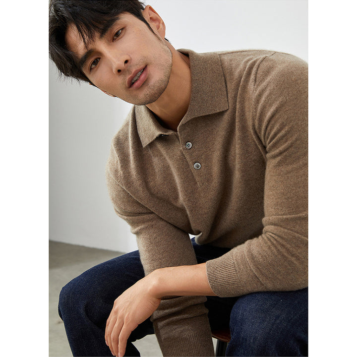 Men's Luxury 100% Cashmere Polo Sweater