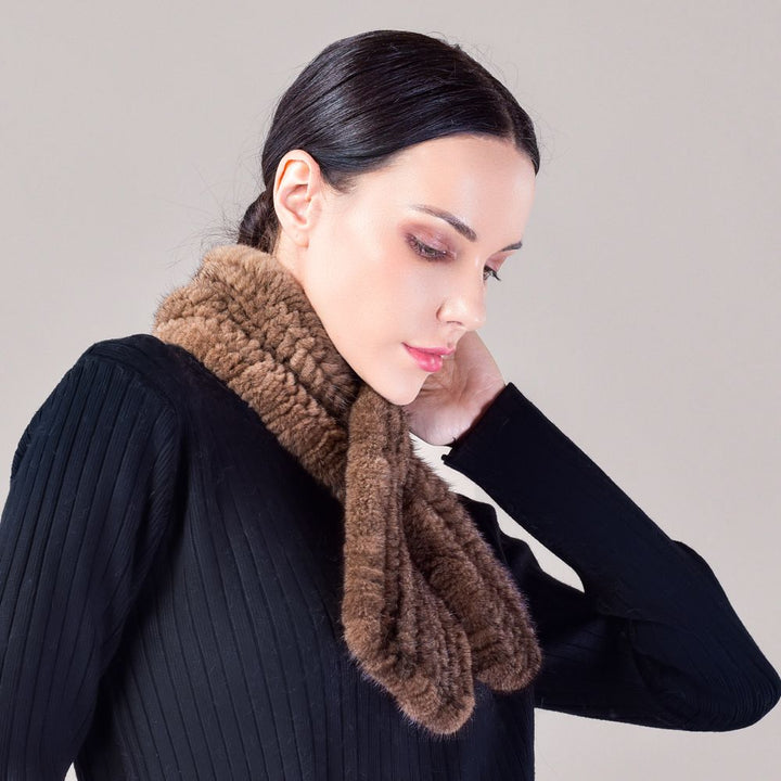 Real Mink Fur Knitted Scarf for Women Luxury Winter Neck Wrap