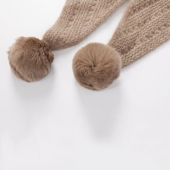 100% Pure Cashmere Pom-Pom Long Triangle Scarf Wrap