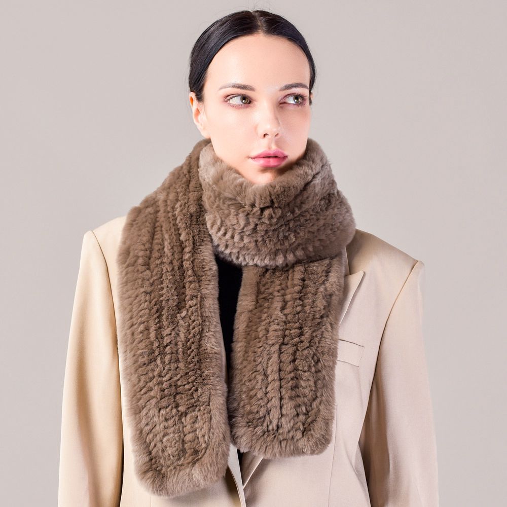 Real Rabbit Fur Scarf Women Winter Soft Warm Fashion Long Scarves