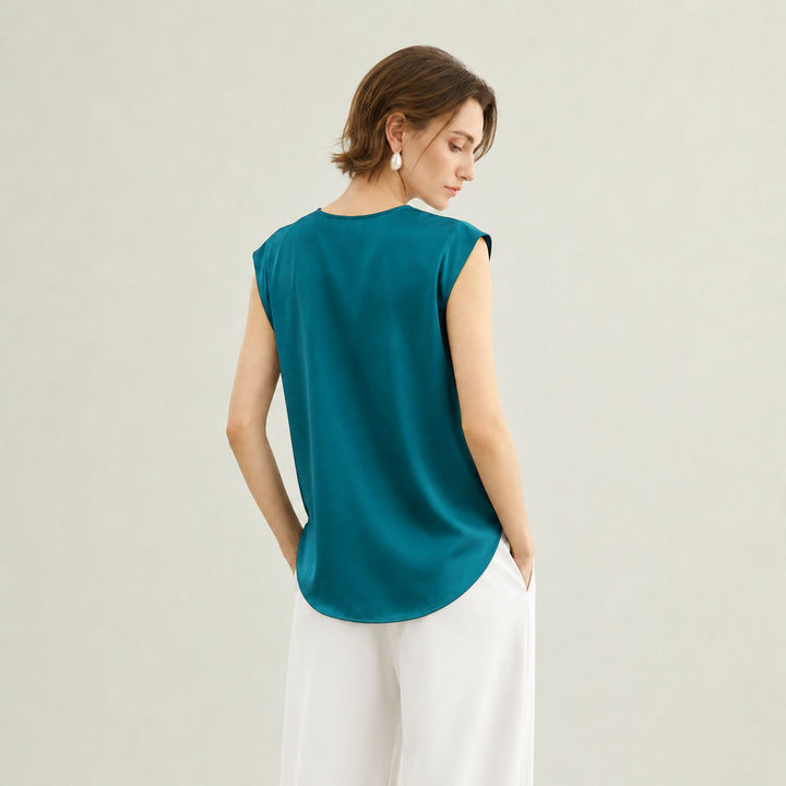 Women's Mulberry Silk Sleeveless V-Neck Blouse