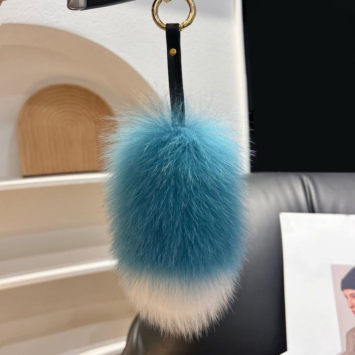 Cute Small Tail Real Fox Fur Keychain Luxury Fluffy Fur Bag Charm