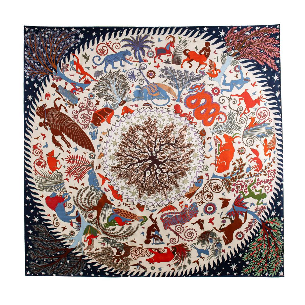 41" x 41" Classic Bloom Floral Paisley Butterfly Vintage Printed 100% Mulberry Silk Charmeuse Square Scarf