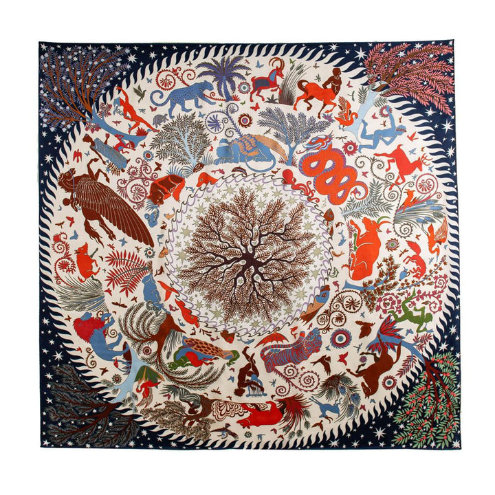 41" x 41" Classic Bloom Floral Paisley Butterfly Vintage Printed 100% Mulberry Silk Charmeuse Square Scarf