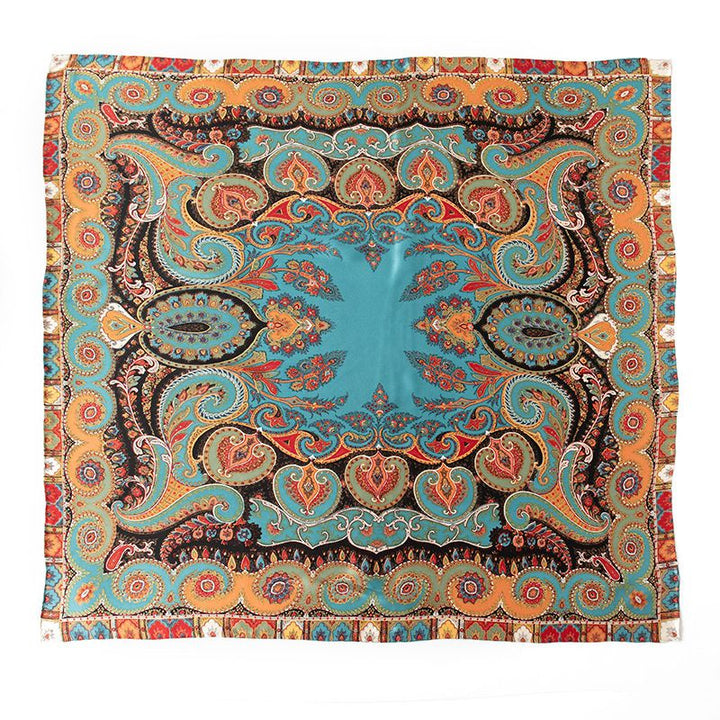 41" x 41" Classic Bloom Floral Paisley Butterfly Vintage Printed 100% Mulberry Silk Charmeuse Square Scarf