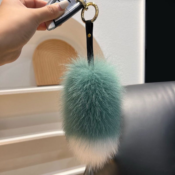 Cute Small Tail Real Fox Fur Keychain Luxury Fluffy Fur Bag Charm