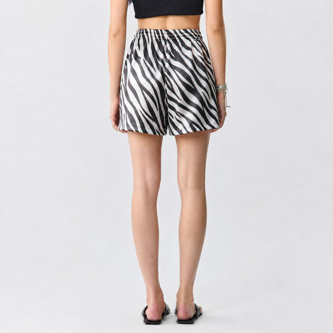 Striped Washable Silk Sleep Shorts For Women