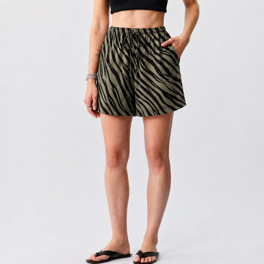 Striped Washable Silk Sleep Shorts For Women