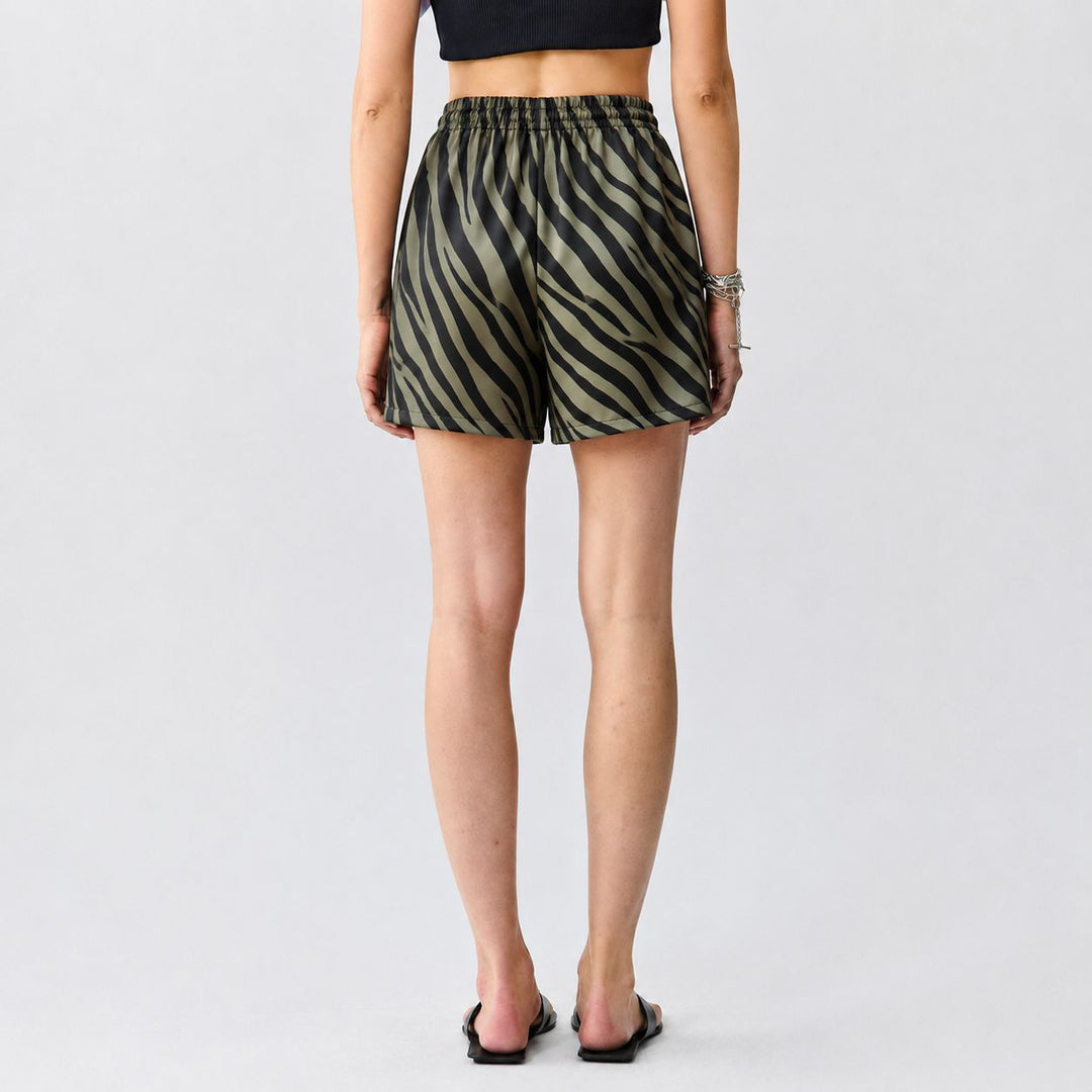 Striped Washable Silk Sleep Shorts For Women