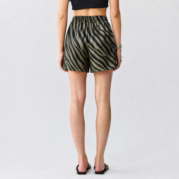 Striped Washable Silk Sleep Shorts For Women