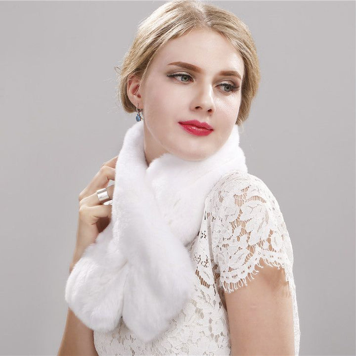 Soft Real Rabbit Fur Scarf for Women Warm Winter Collar Wrap