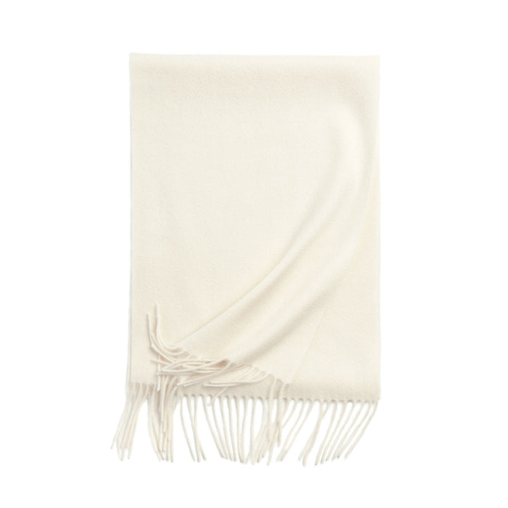 Basic Solid Color Long Cashmere Scarf with Tassels