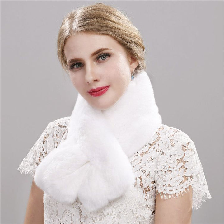 Soft Real Rabbit Fur Scarf for Women Warm Winter Collar Wrap