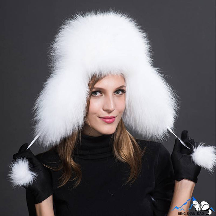Real Fox Fur Trapper Hats for Women Winter Outdoor Cold Weather Fluffy Fuzzy Furry Genuine Fur Hats