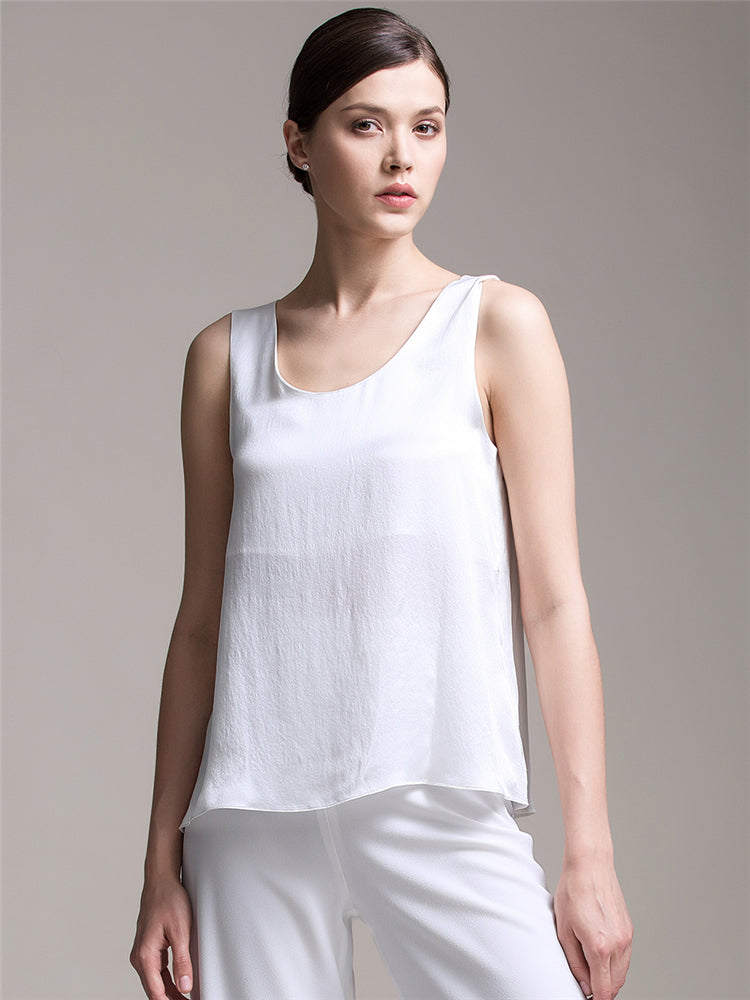 22 Momme Round Neck Silk Tank Top For Women