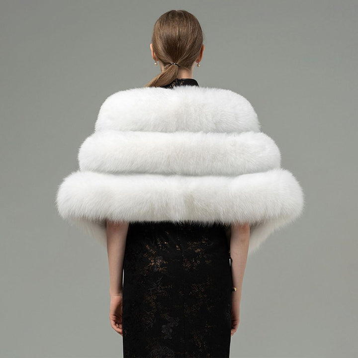 Oversized Women's Luxurious Genuine Fox Fur Shawl Wrap Stole Cape For Evening Dress Wedding Party