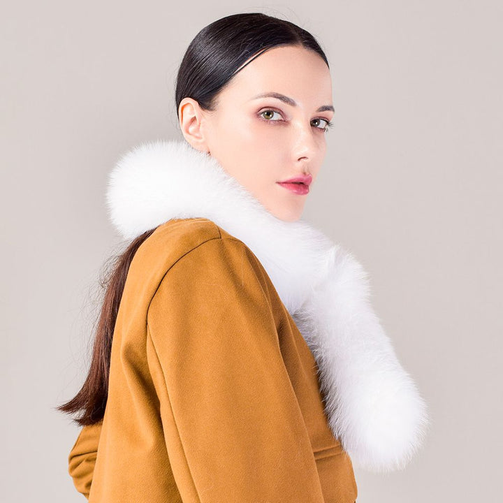 Women’s Real Fox Fur Scarf Winter Fluffy Soft Collar Wrap for Coats & Jackets