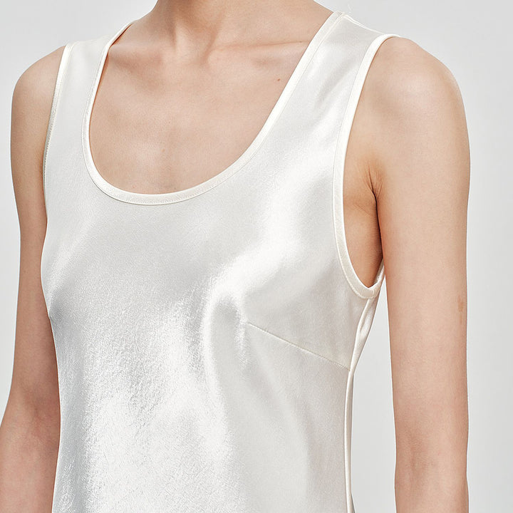 Scoop-Neck 100% Mulberry Silk Sleeveless Slip Dress