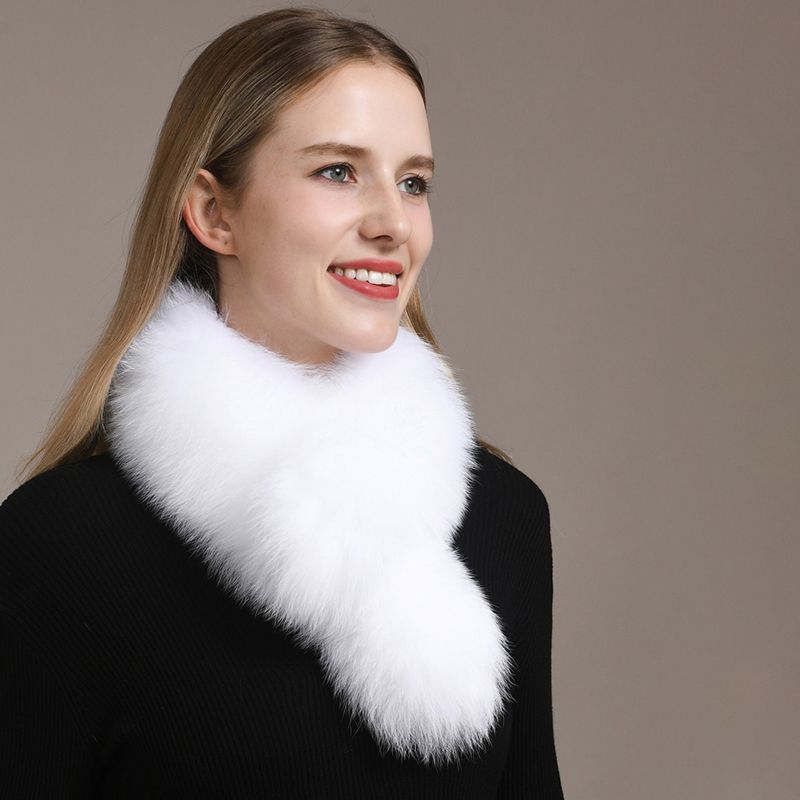 Women’s Real Fox Fur Cross-Over Scarf Genuine Plush Winter Fur Neck Warmer Collar