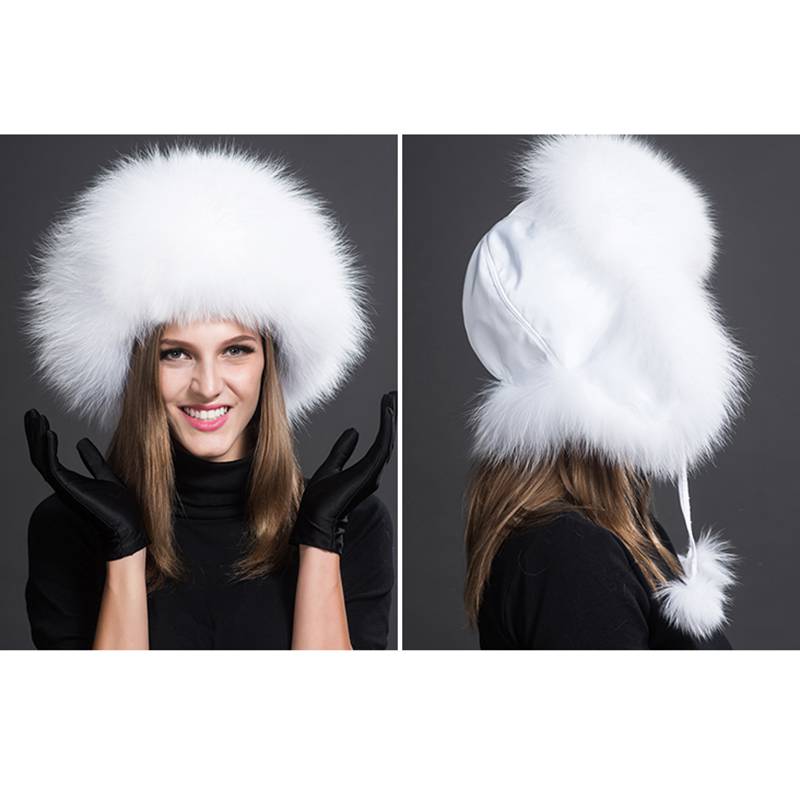 Real Fox Fur Trapper Hats for Women Winter Outdoor Cold Weather Fluffy Fuzzy Furry Genuine Fur Hats