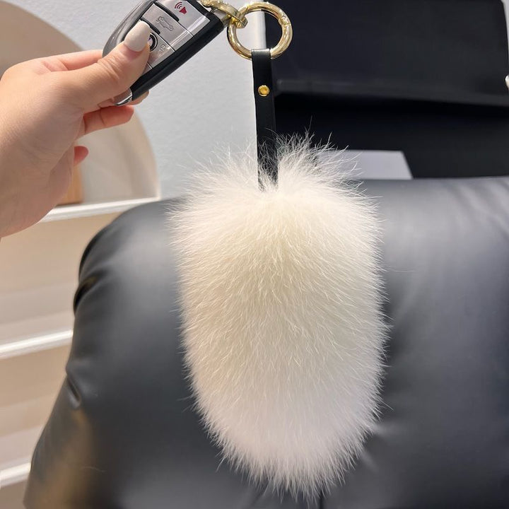 Cute Small Tail Real Fox Fur Keychain Luxury Fluffy Fur Bag Charm