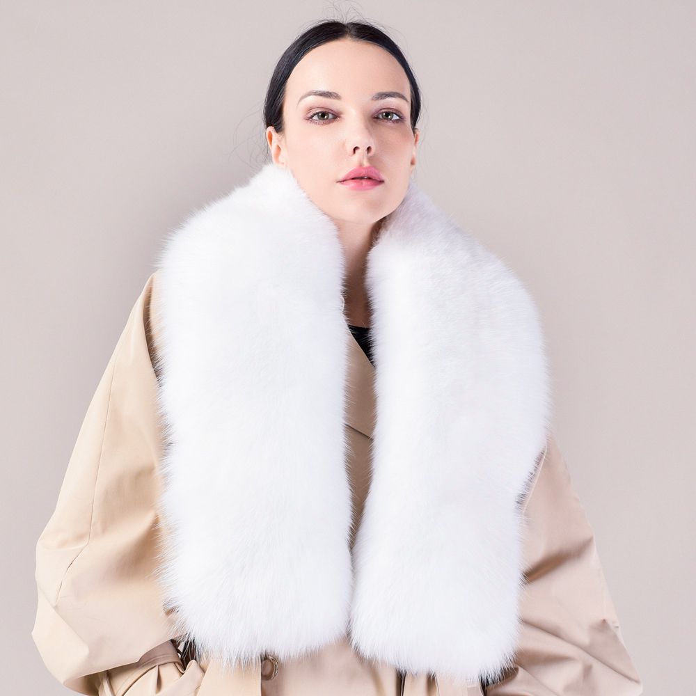 Women's Large Size Real Fox Fur Scarf Winter Luxury Warm Fur Collar