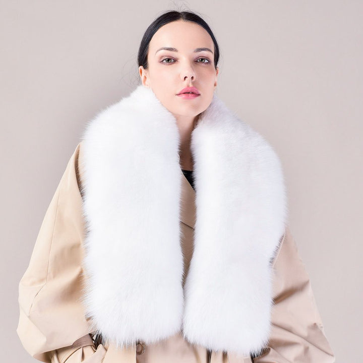 Women's Large Size Real Fox Fur Scarf Winter Luxury Warm Fur Collar