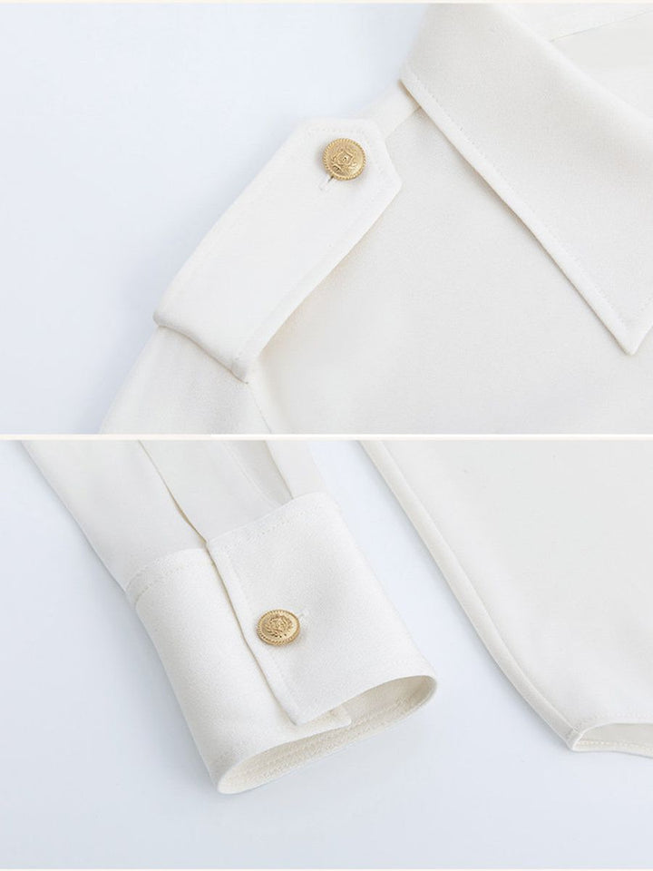 30 Momme Women’s Silk Crepe Utility Shirt with Flap Pockets
