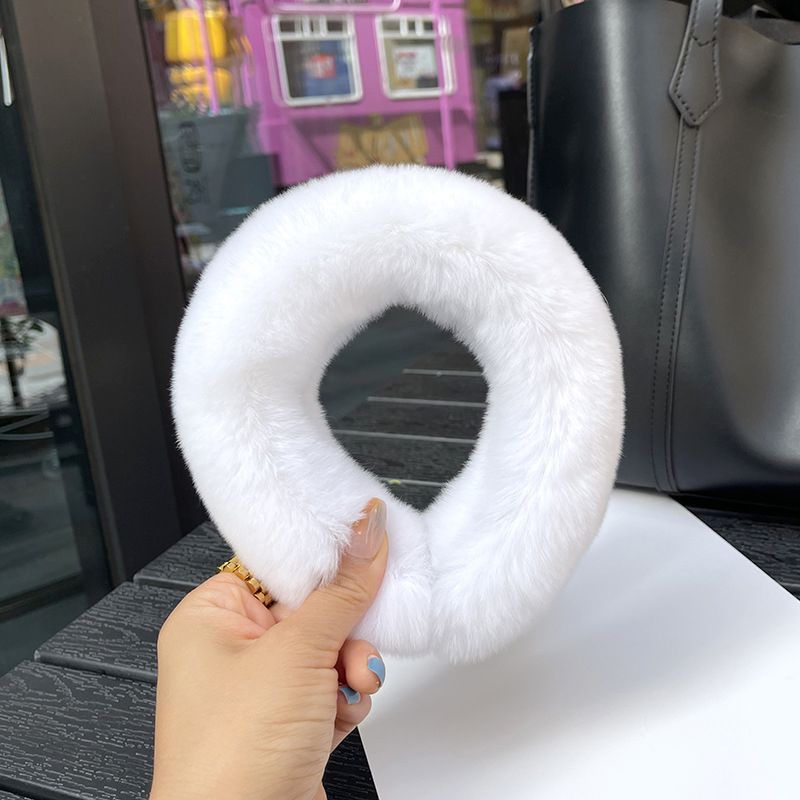Real Rabbit Fur Headband Women's Soft Plush Leopard Print Hair Accessories