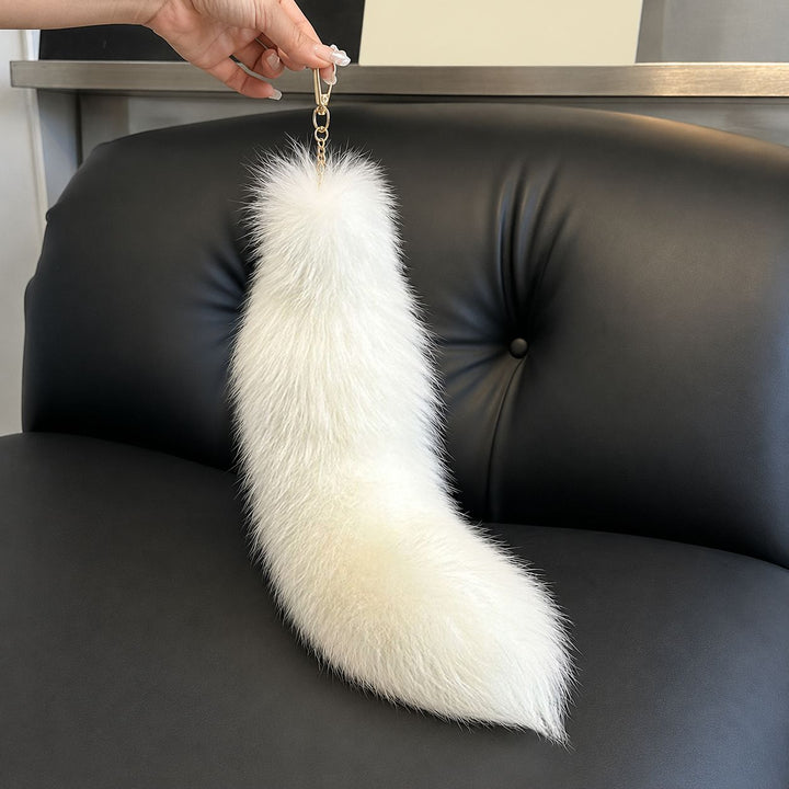 Luxury Real Fox Fur Tail Keychain Long Fluffy Bag Charm