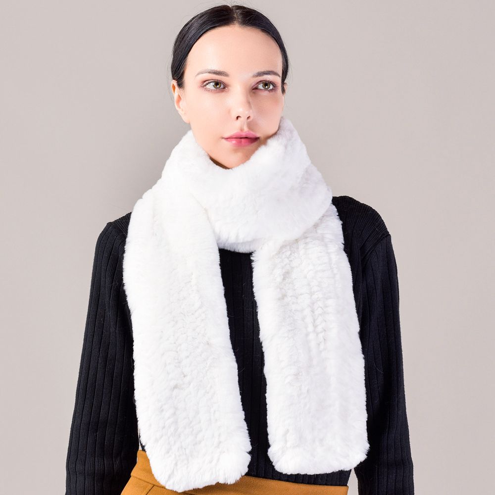 Real Rabbit Fur Scarf Women Winter Soft Warm Fashion Long Scarves