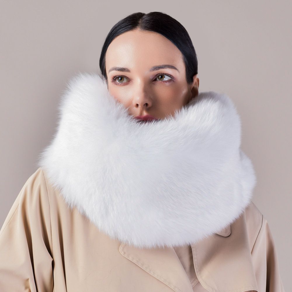 Luxury Real Silver Fox Fur Scarf Collar Oversized Fluffy Natural Fur Neck Warmer Wrap for Women