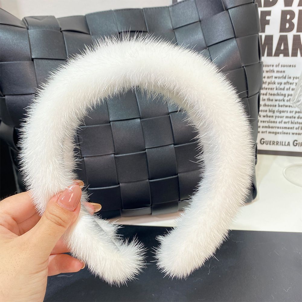 Elegant Real Mink Fur Headband for Women Soft Fuzzy Hairband Hair Accessory