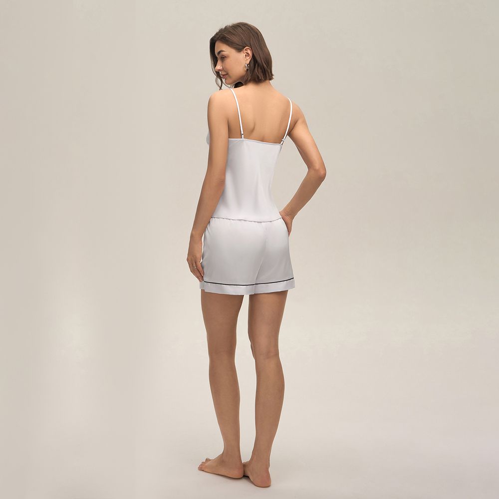 22 Momme Women's Mulberry Silk Camisole Set with Contrast Trimming