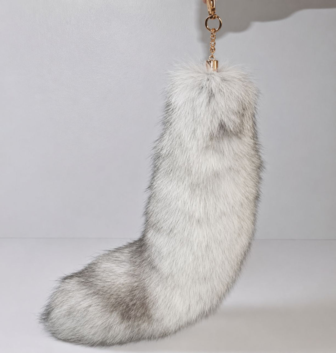 Luxury Real Fox Fur Tail Keychain Long Fluffy Bag Charm