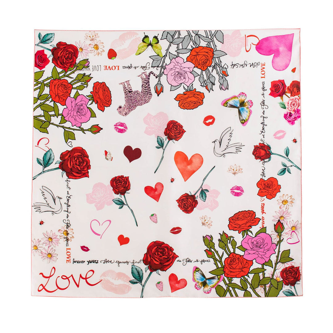 35" x 35" Floral Printed Large Silk Sqaure Scarf Women's Mulberry Silk Head Wrap