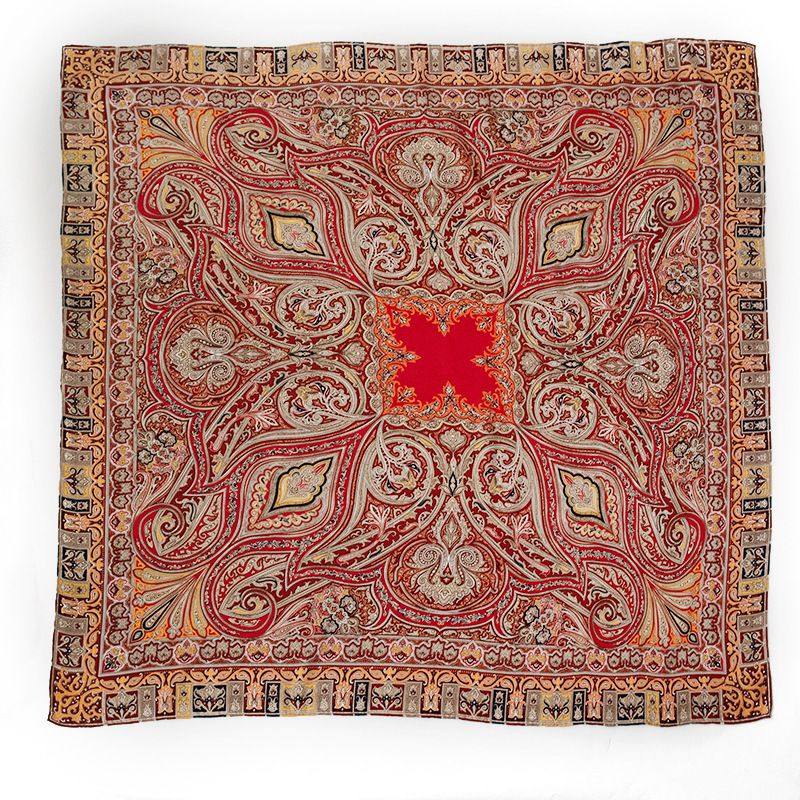 41" x 41" Classic Bloom Floral Paisley Butterfly Vintage Printed 100% Mulberry Silk Charmeuse Square Scarf
