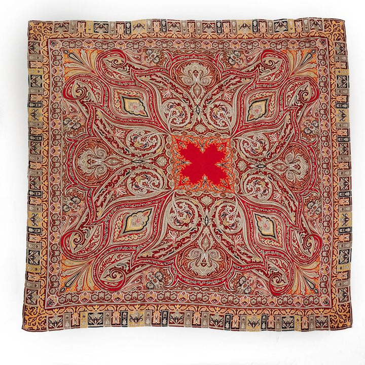 41" x 41" Classic Bloom Floral Paisley Butterfly Vintage Printed 100% Mulberry Silk Charmeuse Square Scarf
