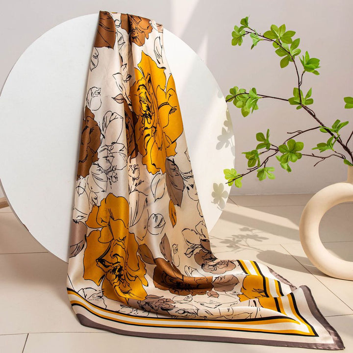 41" x 41" Classic Bloom Floral Paisley Butterfly Vintage Printed 100% Mulberry Silk Charmeuse Square Scarf